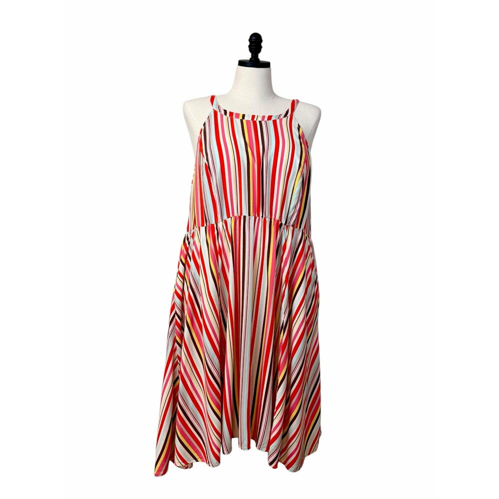 Torrid High Low Midi Dress Size 3X Sleeveless Flowy Multicolor Stripe Sundress - Picture 3 of 12